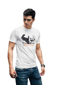 Boxing Gym, Round Neck Gym Tshirt (White Tshirt) - Clothes for Gym Lovers - Foremost Gifting Material for Your Friends and Close Ones