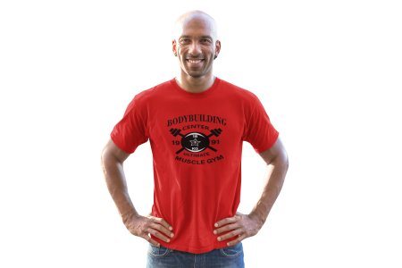 Bodybuilding Center, Ultimate Muscle Gym, (BG Black), Round Neck Gym Tshirt (Red Tshirt) - Clothes for Gym Lovers - Suitable for Gym Going Person - Foremost Gifting Material for Your Friends and Close Ones