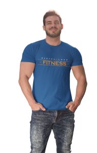 Bodybuilder, Fitness, (BG Blue and Yellow), Round Neck Gym Tshirt (Blue Tshirt) - Clothes for Gym Lovers - Suitable for Gym Going Person - Foremost Gifting Material for Your Friends and Close Ones