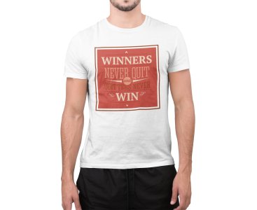 Winners never quite - White - printed T-shirts - Men's stylish clothing - Cool tees for boys