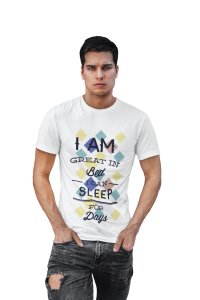 I am good in bed - White - printed T-shirts -Abstract Funny thoughtful creative illustrations - Men's stylish clothing - Cool tees for boys