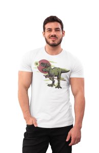 T-rex - dinasour - White - printed T-shirts -Abstract Funny thoughtful creative illustrations - Men's stylish clothing - Cool tees for boys