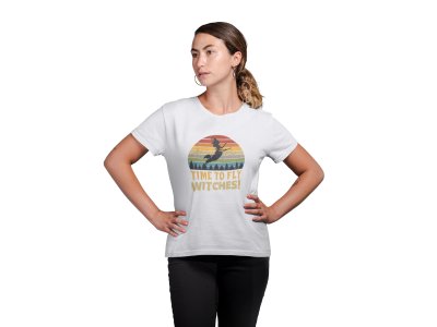 Time to fly - Printed Tees for Women's -designed for Halloween Time to