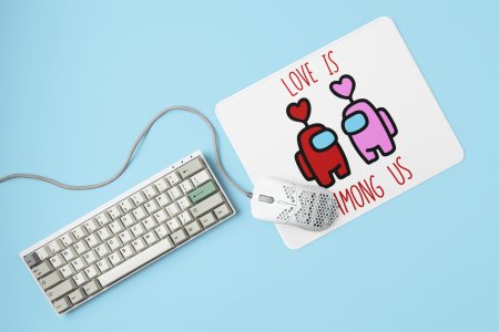 Love is among us, (BG Pink and Red) - Printed animated creature Mousepads