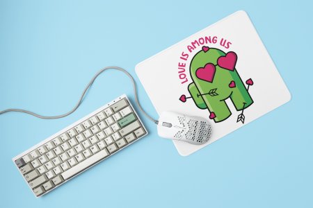 Love is among us green squid game man - Printed animated creature Mousepads