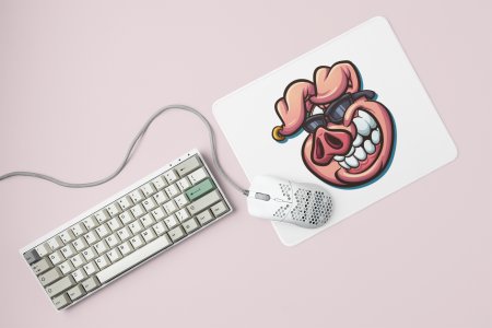 Pig smiling - Printed animated creature Mousepads