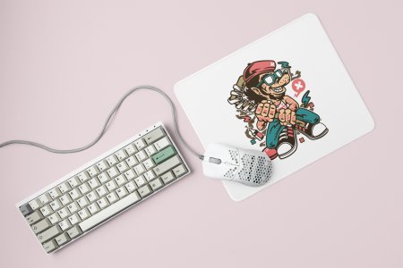 Wolf with hockey stick - Printed animated creature Mousepads