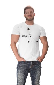 Cancer stars (BG black) (White T) - Printed Zodiac Sign Tshirts - Made especially for astrology lovers people