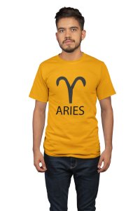 Aries (Yellow T) - Printed Zodiac Sign Tshirts - Made especially for astrology lovers people
