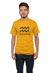 Aquarius (Yellow T) - Printed Zodiac Sign Tshirts - Made especially for astrology lovers people
