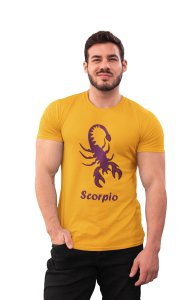 Scorpio (BG Purple) (Yellow T) - Printed Zodiac Sign Tshirts - Made especially for astrology lovers people