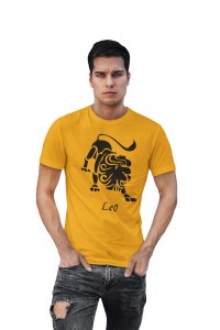 Leo (BG Black) (Yellow T) - Printed Zodiac Sign Tshirts - Made especially for astrology lovers people