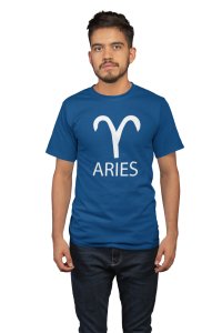 Aries(Blue T) - Printed Zodiac Sign Tshirts - Made especially for astrology lovers people