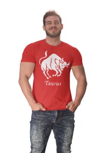 Taurus (BG white) (Red T) - Printed Zodiac Sign Tshirts - Made especially for astrology lovers people