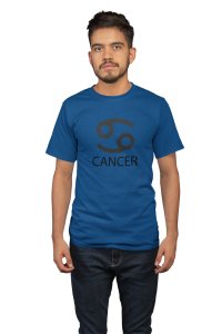 Cancer (BG Black)(Blue T) - Printed Zodiac Sign Tshirts - Made especially for astrology lovers people