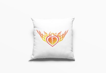 Broken Heart With Fire -Printed Pillow Covers For (Pack Of Two)