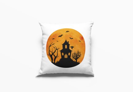 Hunted House With Scary Trees -Halloween Theme Pillow Covers (Pack Of 2)
