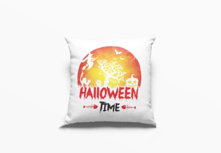 Halloween Time Semi Circle-Fish Bones-Halloween Theme Pillow Covers (Pack Of 2)