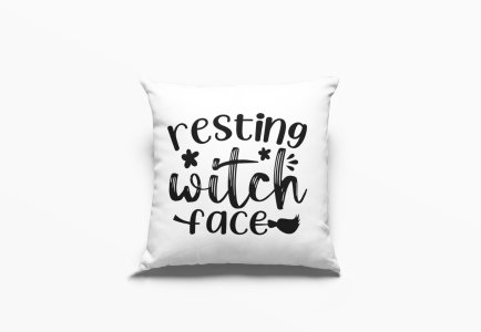 Resting Witch Face Black Text -Halloween Theme Pillow Covers (Pack Of 2)