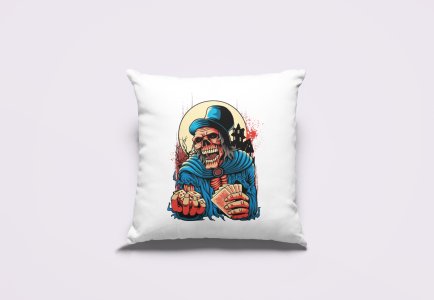 Skull With Cards-Printed Pillow Covers(Pack Of 2)