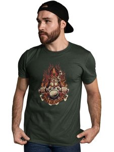 Hell On Wheels Green Round Neck Cotton Half Sleeved T-Shirt with Printed Graphics