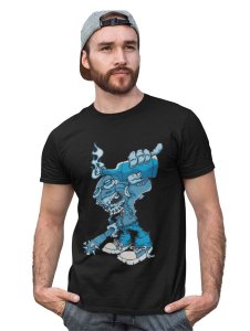 Riotous Cranium Black Round Neck Cotton Half Sleeved T-Shirt with Printed Graphics