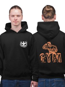 Gym Text With Fitness (Men Symbol) printed artswear black hoodies for winter casual wear specially for Men