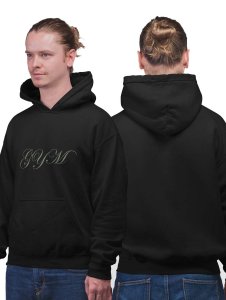 Gym, (Cursive Handwriting)printed artswear black hoodies for winter casual wear specially for Men
