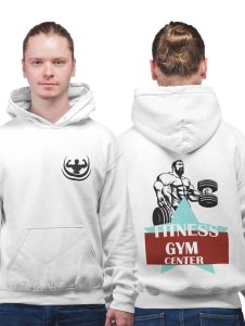 Fitness Gym Center, (BG Green and Brown)  printed artswear white hoodies for winter casual wear specially for Men