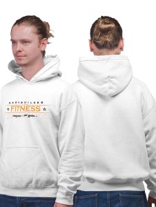 Bodybuilder Fitness printed artswear white hoodies for winter casual wear specially for Men
