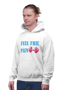 Feel The Pain, 1 Dumble Text printed artswear white hoodies for winter casual wear specially for Men