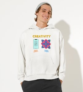 Creativity text printed diwali themed White Hoodie specially for diwali festival