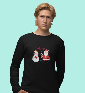 Santa's Lovestory: Romantic DesignerFull Sleeve T-shirt Black Amazing Gift For Boys Girls