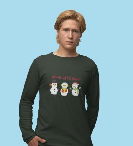 Snowman Talks: Cute DesignerFull Sleeve T-shirt Green Best Gift For Boys Girls