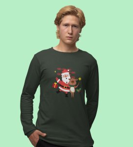 Happy Santa: Best DesignerFull Sleeve T-shirt Green Best Gift For Kids