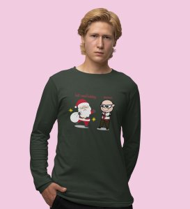 Corporate Santa: Funny DesignedFull Sleeve T-shirt Green Best Gift For Secret Santa