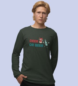 Deer Or Beer: Beautifully CraftedFull Sleeve T-shirtsGreen Best Gift for Boys Girls