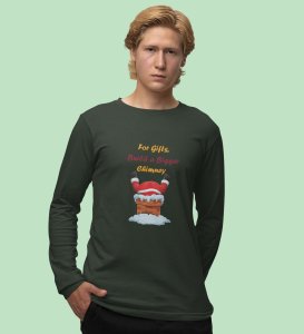 Big Chimney Bigger Gifts: Revamp your Joy withGreen Cutest SantaFull Sleeve T-shirt, Best Gift For Boys Girls