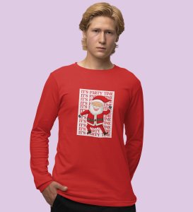 Party Time Santa: Happy Santa Designed AmazingFull Sleeve T-shirt Red Best Gift For Secret Santa
