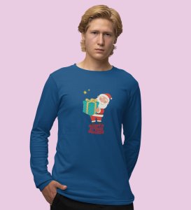 Gift Man Santa: Perfectly DesignedFull Sleeve T-shirt Blue Best Gift For Boys Girls
