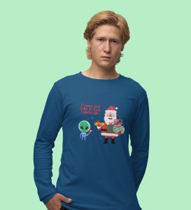 Santa & Alien's Talk: Best DesignerFull Sleeve T-shirt Blue Best Gift For Boys Girls