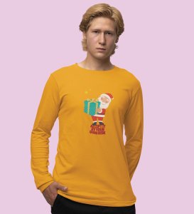 Gift Man Santa: Perfectly DesignedFull Sleeve T-shirt Yellow Best Gift For Boys Girls