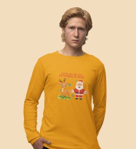 Snow Falls, Christmas Calls: Beautifully DesignedFull Sleeve T-shirt Yellow Perfect Gift For Christmas Eve