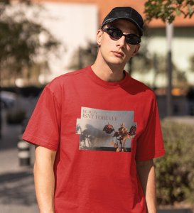 Beauty Decays, Red Trendsetter Series: Men's Oversized Tee with Front Print Appeal