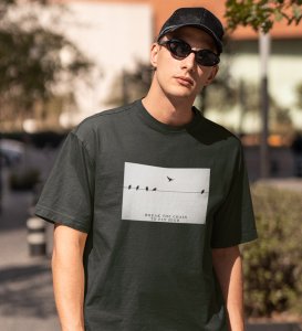 Fly High, Casual Elegance: Elevate Your Style with Green Trendy Front Print Tee