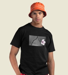 Flourish, Black Urban Legend: Men's Oversized Round Neck T-Shirt with Front Print