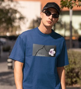 Flourish, Blue Urban Legend: Men's Oversized Round Neck T-Shirt with Front Print