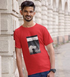 Peaceful Chaos, Red Cityscape Chronicles: Front Printed Round Neck Tee - Men's Edition