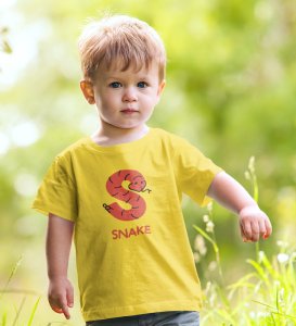Slippery Snake, Boys Printed Crew Neck tshirt (yellow)