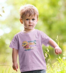 Dino Skater, Printed Cotton T-shirt (Purple) for Boys